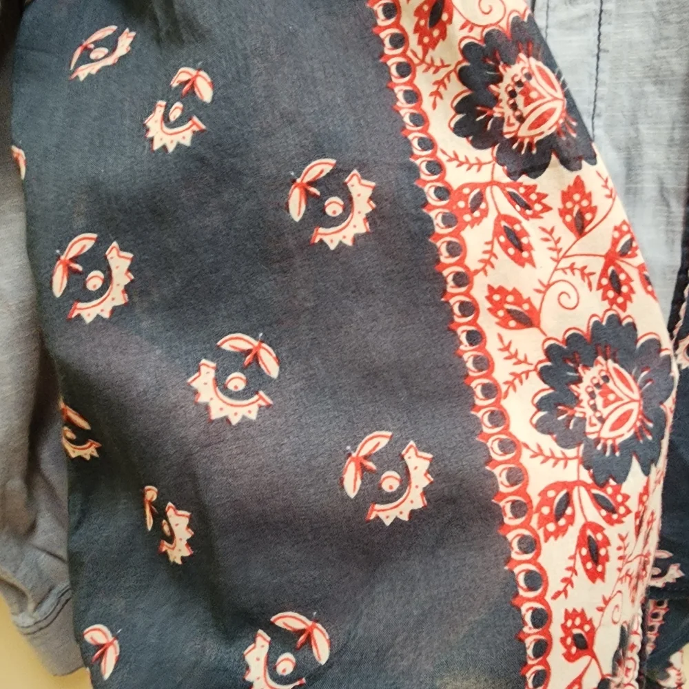 Free People Bandana Chambray Western Shirt Button-up Size Medium